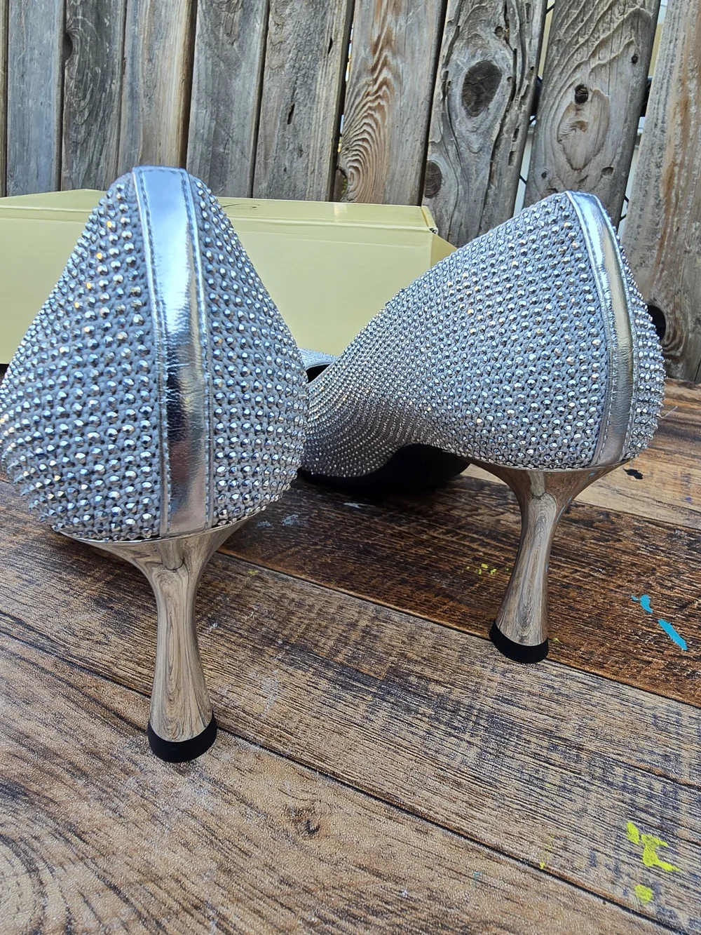 Cosy Elegant Women's Pointed Toe Heels in Silver Size 8